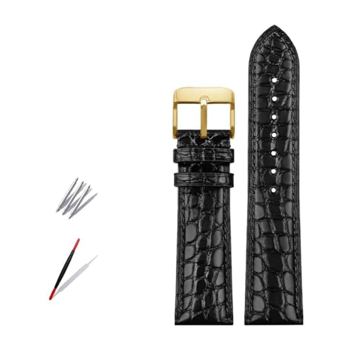 Rodsah Alligator-Muster, 12–22 mm, schwarz/braun/blau, Herrenarmband,15mm von Rodsah