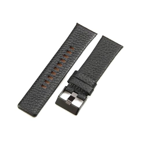 Rodsah Braun-schwarz-weißes Lederarmband mit Litschi-Muster, 22–30 mm, Ersatzzubehör für Herrenuhren,22mm von Rodsah