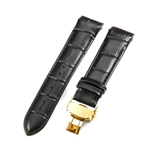 Rodsah Echtleder-Uhrenarmband, weich, bequem, gebogen, Butterfly-Verschluss, 22, 23, 24 mm,22mm von Rodsah