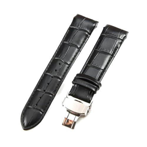 Rodsah Echtleder-Uhrenarmband, weich, bequem, gebogen, Butterfly-Verschluss, 22, 23, 24 mm,23mm von Rodsah