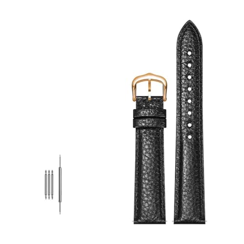 Rodsah Echtleder-Uhrenarmband 12–20 mm, Schnellverschluss, Litschi-Muster, mit Dornschließe,15mm von Rodsah