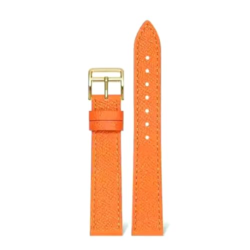 Rodsah Echtlederarmband, 14–22 mm, universelles flaches Armband, Schnellverschluss, Uhrenzubehör,Orange,14mm von Rodsah