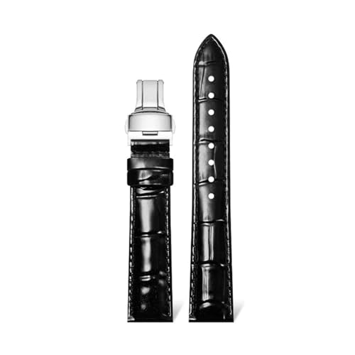 Rodsah Farbiges Leder-Uhrenarmband, glänzend, 12–22 mm, universelles Uhrenarmband, wasserdicht,19mm von Rodsah