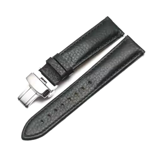 Rodsah Leder-Uhrenarmband 13–24 mm, Litschi-Muster, Faltschließe, Herren- und Damenuhrenzubehör,17mm von Rodsah