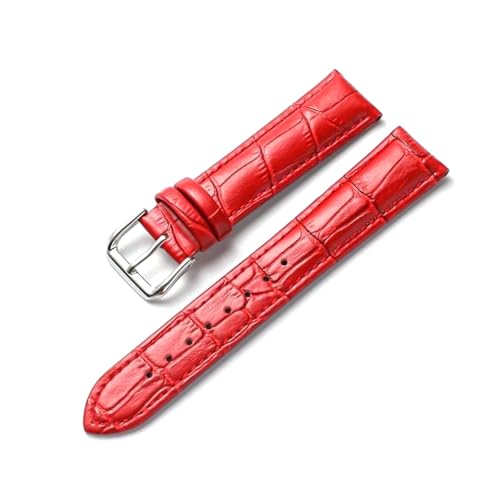 Rodsah Lederarmband für Damenuhren, weiches Armband – 12 mm, 14 mm, 16 mm, 18 mm, 20 mm,Rot,12mm von Rodsah