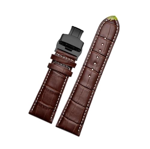 Rodsah Lederarmband für Herrenuhren, 22 mm – 28 mm, Uhrenarmbänder mit Schmetterlingsschnalle, Ersatzarmbänder für Herrenuhren + Montagewerkzeug,22mm von Rodsah