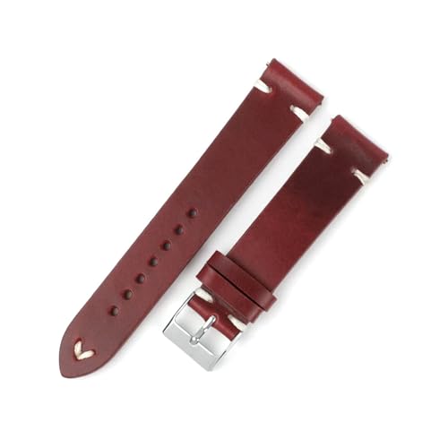 Rodsah Vintage-Leder-Uhrenarmband 17 mm 18 mm 20 mm 21 mm 22 mm Ölwachs-Rindsleder handgefertigtes genähtes Uhrenarmband,17mm von Rodsah