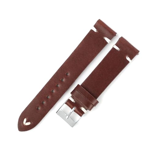 Rodsah Vintage-Leder-Uhrenarmband 17 mm 18 mm 20 mm 21 mm 22 mm Ölwachs-Rindsleder handgefertigtes genähtes Uhrenarmband,18mm von Rodsah