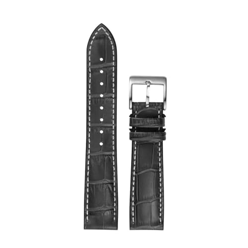 Rodsah Vintage-Lederarmband, 19–24 mm, Gummiboden, Herrenuhrenzubehör,Schwarz,19mm von Rodsah