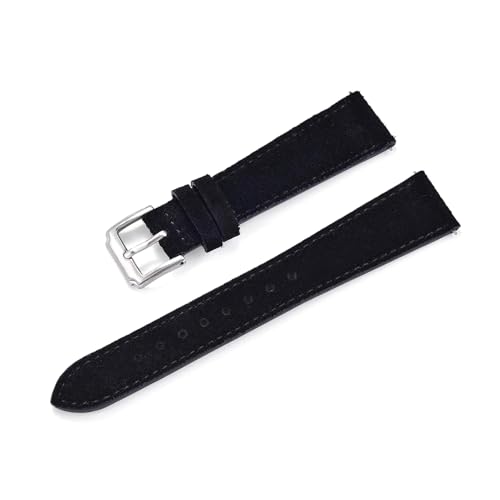 Rodsah Vintage-Uhrenarmband aus weichem Wildleder mit Schnellverschluss, 18 mm, 19 mm, 20 mm, 22 mm, Ersatzarmband, Zubehör,Schwarz,19mm von Rodsah