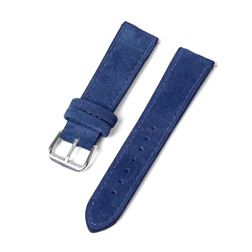 Rodsah Vintage Wildleder-Armband mit Schnellverschluss - 18-24 mm - Ersatzarmband,Blau,24mm von Rodsah