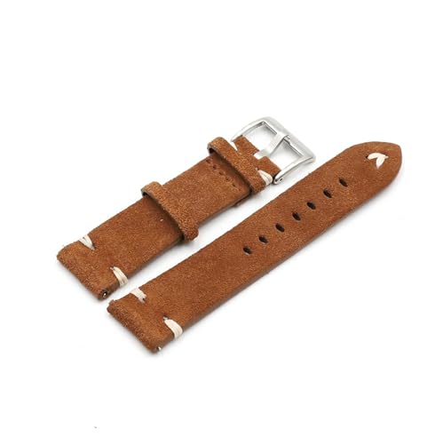 Rodsah Vintage-Wildleder-Uhrenarmband 18 mm 20 mm 22 mm 24 mm für Herren Uhrenzubehör Uhrenarmband,20mm von Rodsah