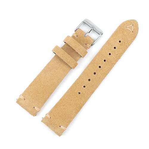 Rodsah Wildlederarmband, 18–24 mm, Vintage-Armband, handgefertigte Nähte,Beige,22mm von Rodsah