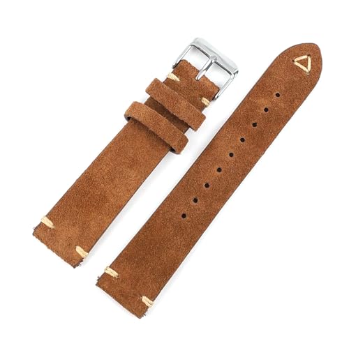 Rodsah Wildlederarmband, 18–24 mm, Vintage-Armband, handgefertigte Nähte,Braun,19mm von Rodsah