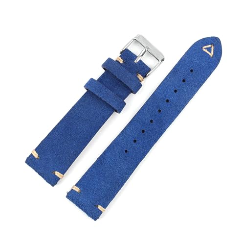 Rodsah Wildlederarmband, 18–24 mm, Vintage-Armband, handgefertigte Nähte,Dunkelblau,22mm von Rodsah