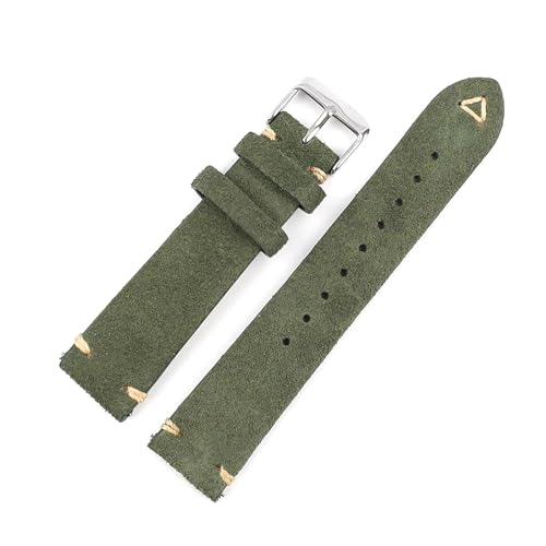 Rodsah Wildlederarmband, 18–24 mm, Vintage-Armband, handgefertigte Nähte,Grün,19mm von Rodsah