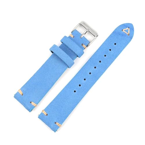 Rodsah Wildlederarmband, 18–24 mm, Vintage-Armband, handgefertigte Nähte,Hellblau,21mm von Rodsah