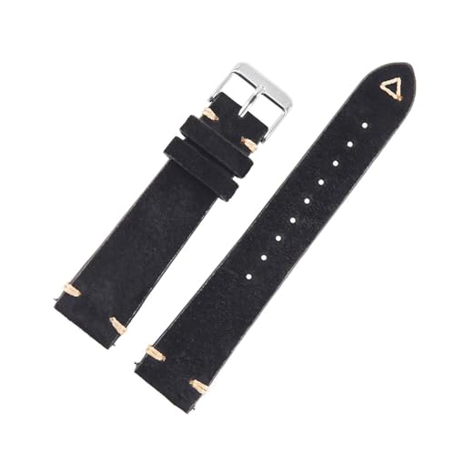 Rodsah Wildlederarmband, 18–24 mm, Vintage-Armband, handgefertigte Nähte,Schwarz,20mm von Rodsah