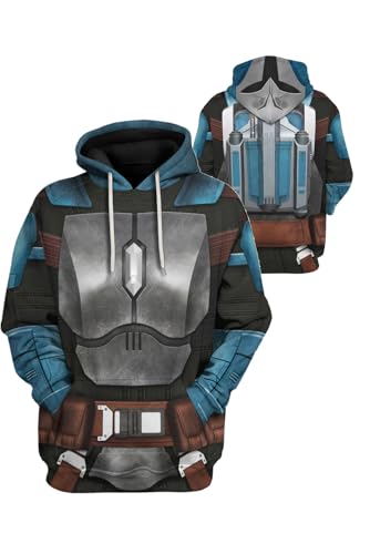 Rodwake Herren Boba Fett Hoodie Bo Katan Jacke Rebel Sweatshirt Star Graphic Pullover Anime Pull Over, Bo Katan, XXX-Large von Rodwake