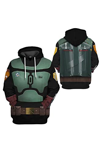Rodwake Herren Boba Fett Hoodie Bo Katan Jacke Rebel Sweatshirt Star Graphic Pullover Anime Pull Over, Boba Fett, X-Large von Rodwake