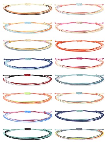 String Armbänder für Frauen Mädchen Boho Wave Armbänder Ästhetische Surfer Armbänder Verstellbare Handgemachte Geflochtene Armbänder Set Wasserdichte Armbänder für Sommer Andere, 14 cm, Schnur, Autre von Roe Dolph