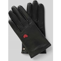 Roeckl Lederhandschuhe mit Motiv-Stitching Modell 'TUILERIES TOUCH' in Black, Größe 7 von Roeckl