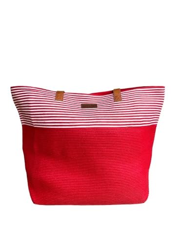 Roeckl Paloma Shopper Large, Sommertasche, Strandtasche, Rot-Weiß von Roeckl