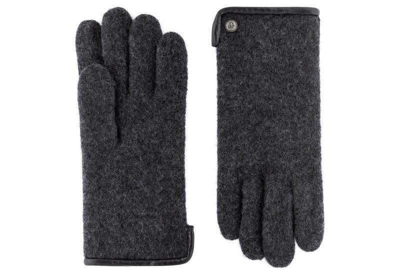 Roeckl Strickhandschuhe Felted Wool (kein Set) Wollhandschuhe mit farbigem Lederabschluss von Roeckl