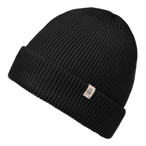 Roeckl Umschlagmütze mit Kaschmir Beanie Strickmütze Mütze Wollmütze Wintermütze Skimütze (One Size - schwarz) von Roeckl