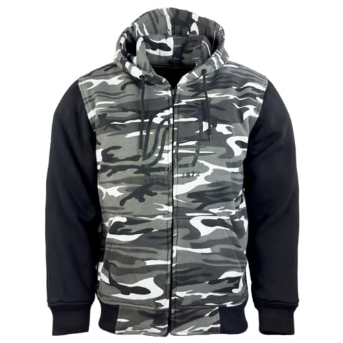 Motorrad Hoodie mit Aramid & Protektoren - Motorradjacke, Motorradhoodie für Herren & Damen, camouflage snow von Römer