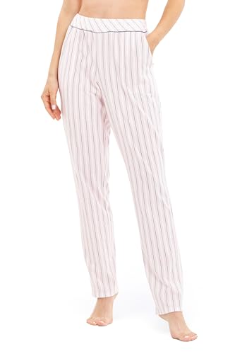 Rösch Basic Pyjamahose Lang im Streifendruck Rosa-Grau 1884816 40, 16834 von Rösch