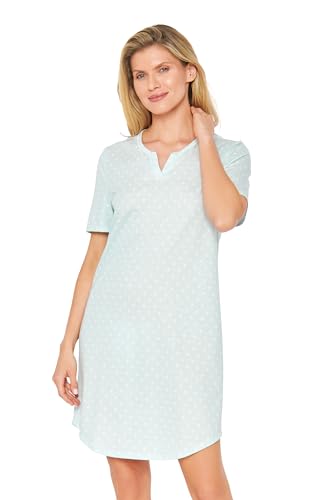 Rösch Damen Nachthemd Baumwolle Kurzarm Punkte-Streifen Dessin 1884145 c16389, 44 von Rösch