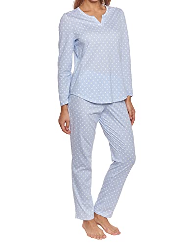 Rösch Damen Schlafanzug Baumwolle Punkte Streifen Langarm 1884146 c16361, 48 von Rösch