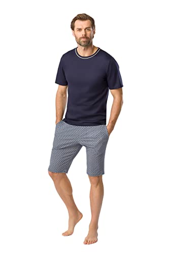 Rösch Herren Pyjama kurz mit Minimalprint Blau Bermuda 100% Baumwolle 1667313 50 12560 von Rösch