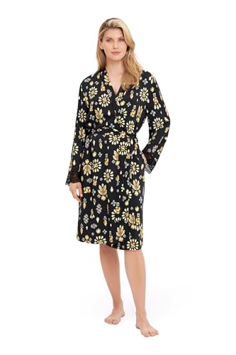 Rösch Morgenmantel im Diamant-Druck Herrenhemd-Stil Viskose 1253007 48, 10996 von Rösch