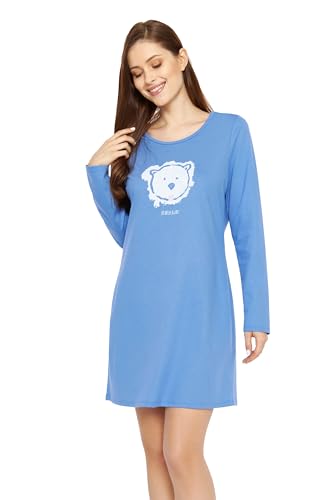 Rösch Nachthemd mit Bären-Aufdruck Blau 100% Baumwolle 1232180 M Iceblue von Rösch