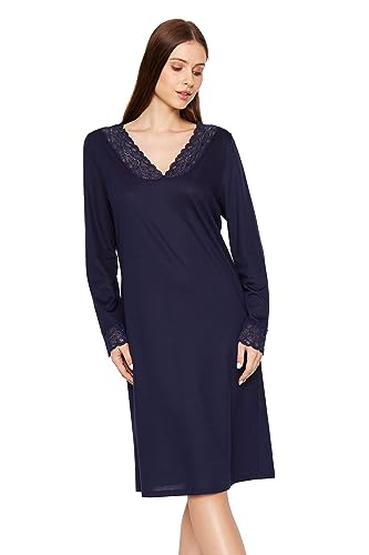 Rösch Nachthemd mit Spitzendetails Dunkelblau Baumwolle 1233631 40 Navy von Rösch