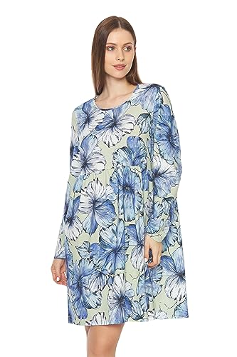 Rösch Nachthemd mit Stufenlook Hellblau Baumwolle 1233622 42 Romantic Flower von Rösch