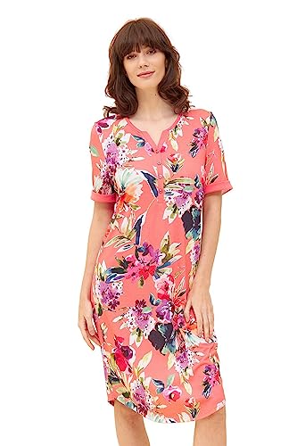 Rösch Nachtkleid im sommerlichen Blumen-Druck Rosa Knopfleiste Baumwolle/Modal 1233122 40 16501 von Rösch