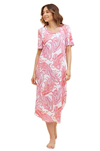 Rösch Nachtkleid mit Paisley-Druck Rundhals Paspel Maxi 100% Baumwolle 1233072 38 13117 von Rösch