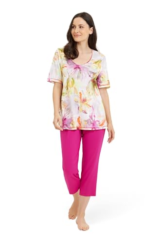 Rösch Pyjama mit Blumendruck Gelb-Pink Baumwolle/Modal 1253239 48, 16403 von Rösch