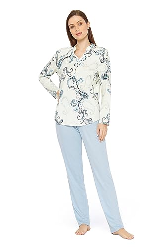 Rösch Pyjama mit Paisleydruck Hellblau Baumwolle/Modal 1233616 c13117, 48 von Rösch