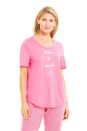 Rösch Pyjama mit Statement-Print Tupfendruck Pink Baumwolle/Modal 1243014 48, 16394 von Rösch