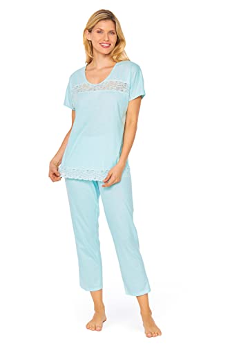 Rösch Pyjama mit feinen Spitzendetails Uni Elegant 100% Baumwolle 1233167 38 16502 von Rösch