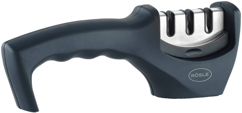 RÖSLE Messerschärfer 3 Stufen, Schleifkopf wechselbar, stabiler Stand, ergonomischer Griff von Rösle