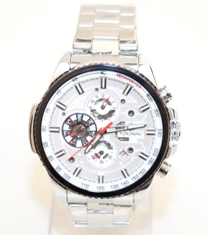 Rötting Design Automatikuhr Automatikuhr silberfarbenes Ziffernblatt+Armband Datum Wochentag Monat von Rötting Design