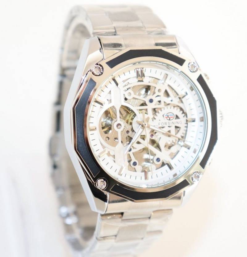 Rötting Design Automatikuhr Herrenuhr Automatikuhr Marke Forsining silberfarbenes Ziffernblatt, (1-tlg), Skelett von Rötting Design