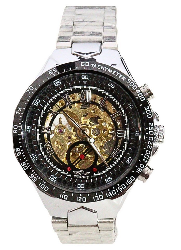 Rötting Design Automatikuhr Herrenuhr Marke Forsining Skelett schwarz goldfarbenes Ziffernblatt, Skelett Ziffernblatt von Rötting Design