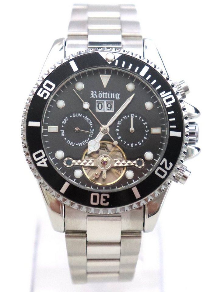 Rötting Design Automatikuhr Rötting Design Herrenuhr Automatikuhr schwarze Lünette zum Drehen, Handgelenkumfang wählbar zwischen 18 und 24 cm von Rötting Design