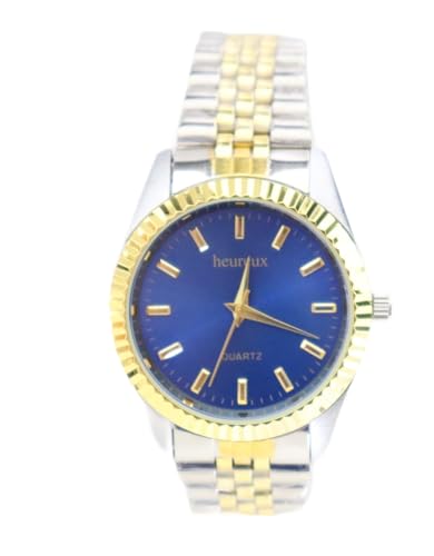 Rötting Design Herrenuhr Quarz aus der Collection heureux Goldfarbene Lünette Blues Ziffernblatt von Rötting Design